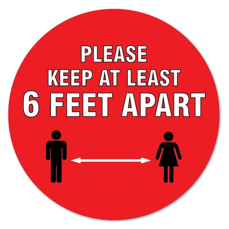 Please Keep At Least 6 Ft Non-Slip Floor Graphic, 12PK
